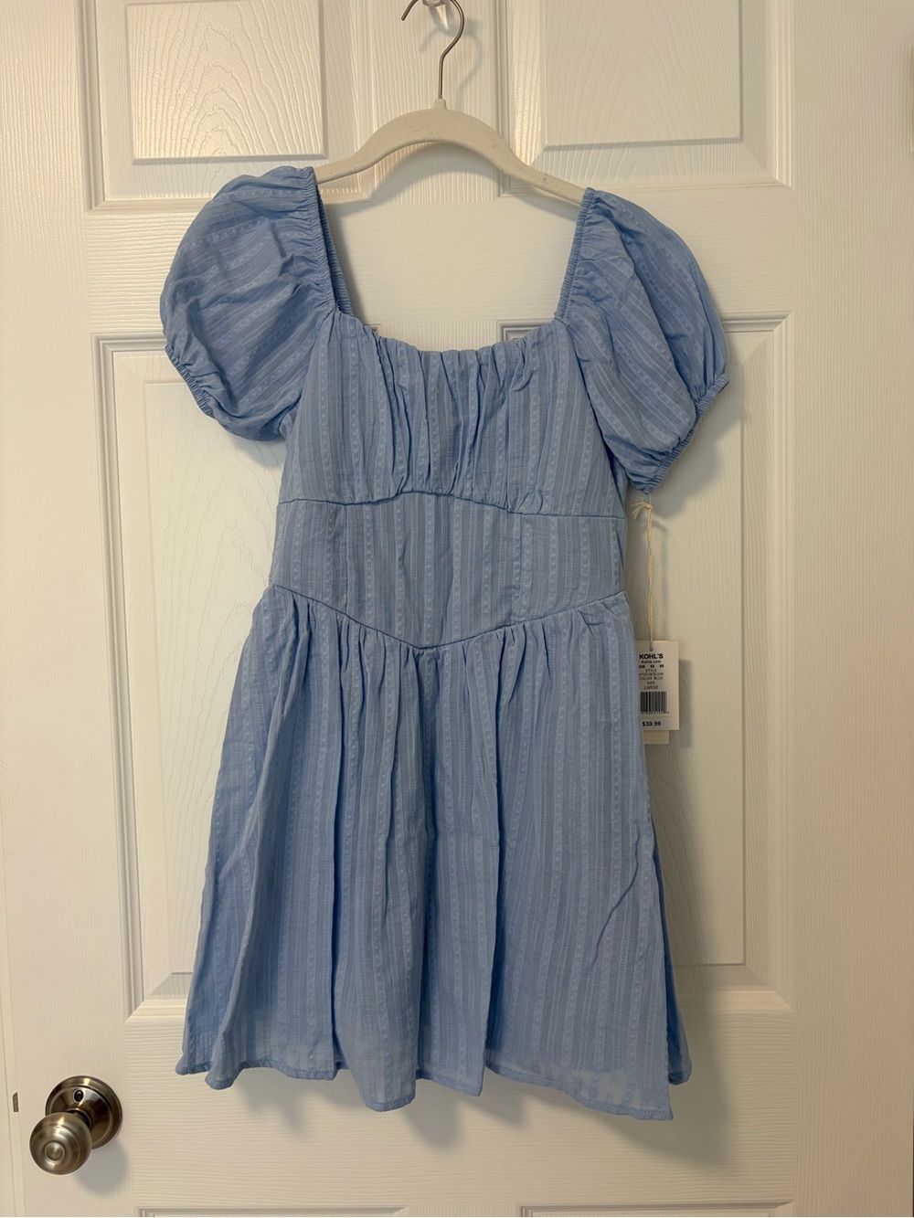 Kohl's Light Blue Puff-Sleeve Square Neck Dress